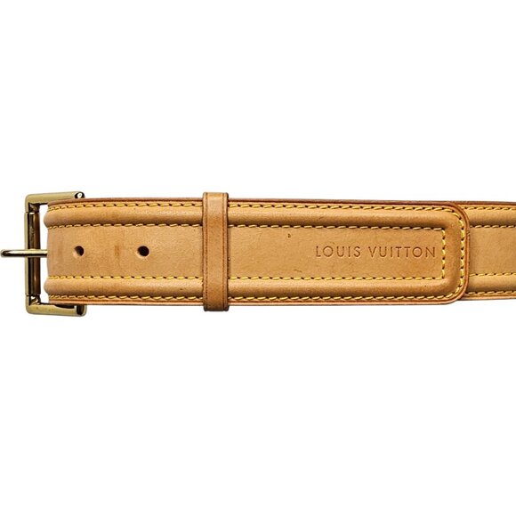 LOUIS VUITTON Vachetta Monogram Leather Belt Tan Size US Waist 25-28\